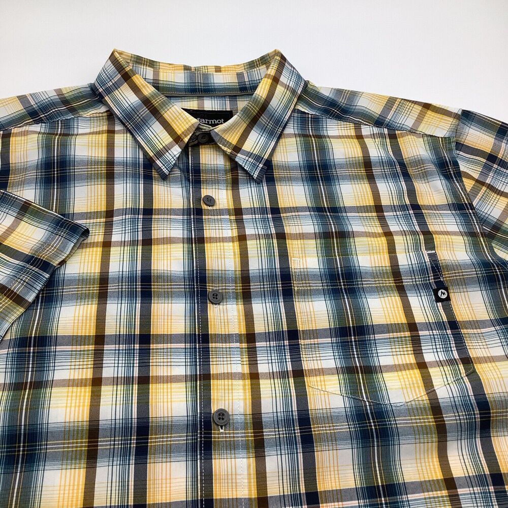 Marmot Mens Short Sleeve Button Up Shirt Plaid Size Large